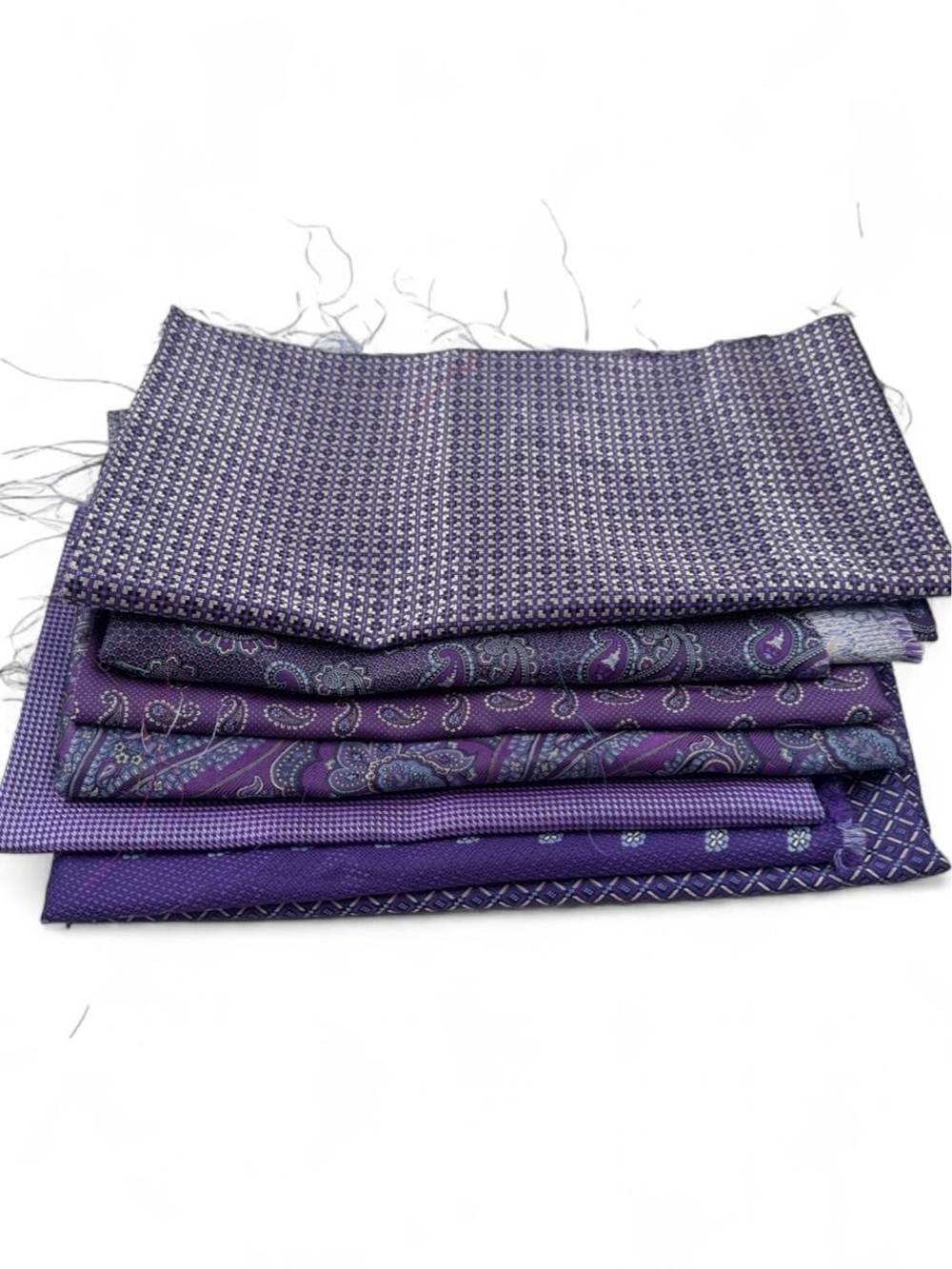 7pc bundle lot rich purple 100% Italian silk fabric remnants